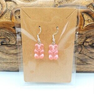 Pink 3D Gummy Bear Earrings Jewelry Novelty